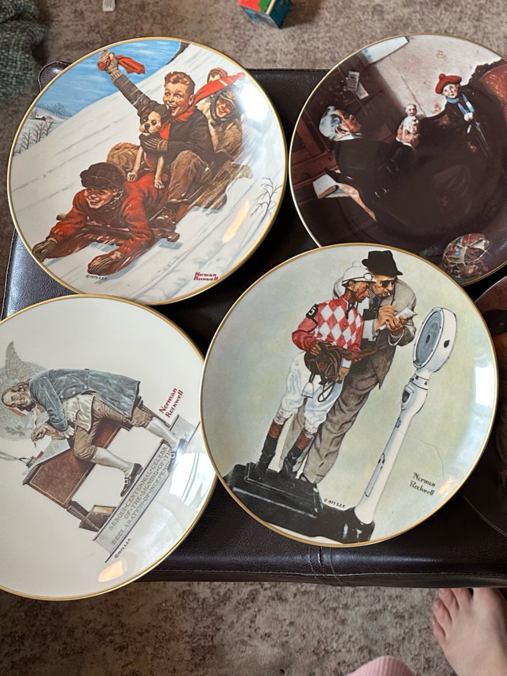Collector's Decorative Norman Rockwell Plates - Set of 9- Multi-Color